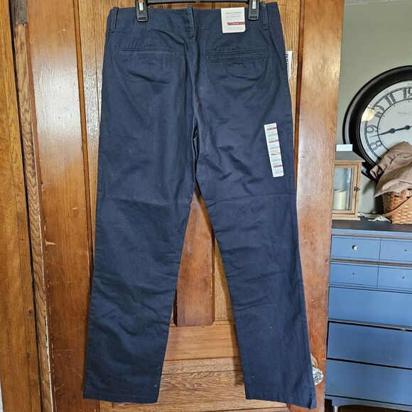 Old Navy Slim Broke In Navy Chino Pants Slacks Droit Porte Mens 31" x 32" NEW - Picture 1 of 8